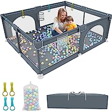 Photo 1 of Extra Large Baby Playpen, Play Pens for Babies and Toddlers (71x59x26inch), Sturdy Baby Play Yards, Kids Activity Center with Ocean Balls, Baby Fence with Breathable Mesh