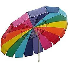 Photo 1 of * USED * 
Impact Canopy 8' Beach Umbrella, UV Protected, Vented, Tilt Pole, Sand Anchor, Carry Bag, Rainbow