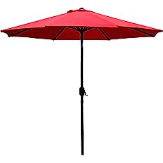 Photo 1 of  9' Patio Umbrella Outdoor Table Umbrella with 8 Sturdy Ribs (Red)