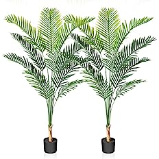Photo 1 of  Artificial Areca Palm Tree 6 Feet Fake Tropical Palm Plant,Perfect Faux Dypsis Lutescens Plants in Pot for Indoor Outdoor Home Office Garden Modern Decoration Housewarming Gift,2Pack