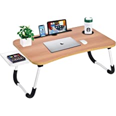 Photo 1 of Laptop Bed Desk Table Tray Stand with Cup Holder/Drawer for Bed/Sofa/Couch/Study/Reading/Writing On Low Sitting Floor Large Portable Foldable Lap Trays Eating and laptops(Walnut)