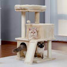 Photo 1 of * USED * 
FISH&NAP US09M Cute Cat Tree Kitten Cat Tower for Indoor Cat Condo Sisal Scratching Posts with Jump Platform Cat Furniture Activity Center Play House Beige