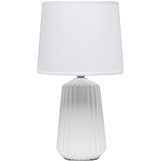 Photo 1 of * DAMAGED * 
Simple Designs ?LT1119-OFF Pleated English Ceramic Base Bedside Table Lamp, Off White