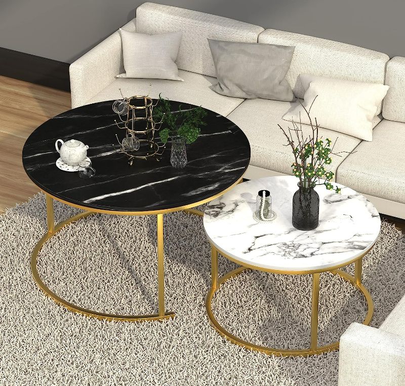 Photo 1 of ***MISSING PARTS - SEE NOTES***
VILAWLENCE Marble Nesting Golden Coffee Table 31.5In 