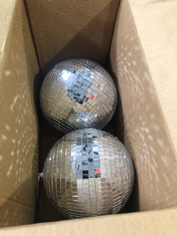 Photo 2 of 2 Pack 8" Mirror Disco Ball, Great for a Party or Dj Light Effect Christmas Decoration Accessories