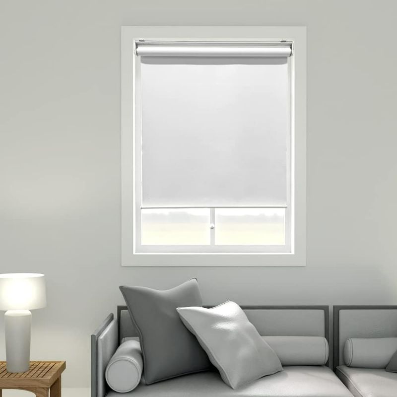 Photo 1 of [See Notes] SCHRLING Cordless Roller Blind,100% Blackout Shades for Window, White 