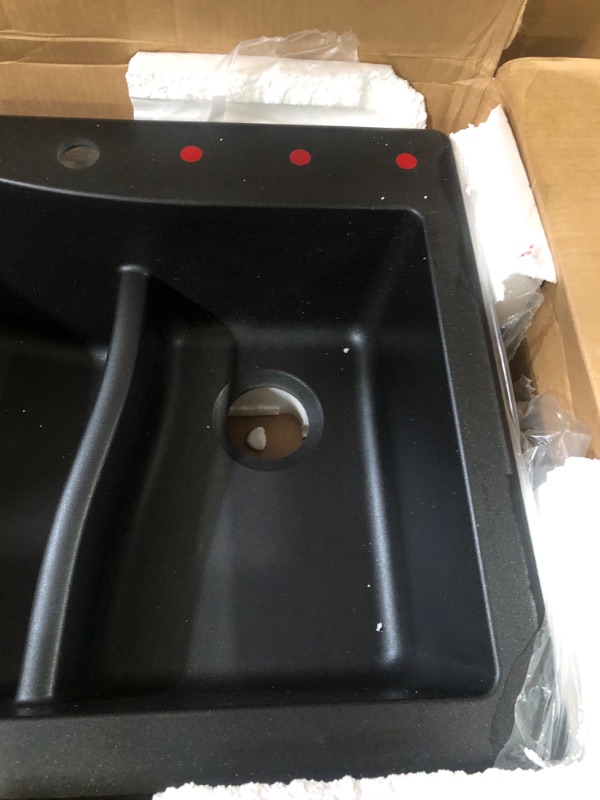 Photo 4 of [Damaged] KRAUS KGD-441 Quarza 25-inch Dual Mount Single Bowl Granite Sink - Black
