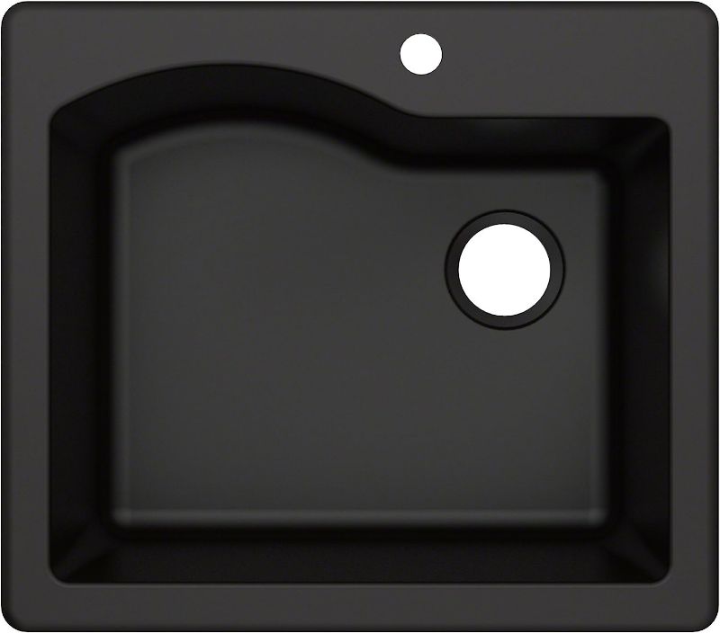 Photo 1 of [Damaged] KRAUS KGD-441 Quarza 25-inch Dual Mount Single Bowl Granite Sink - Black
