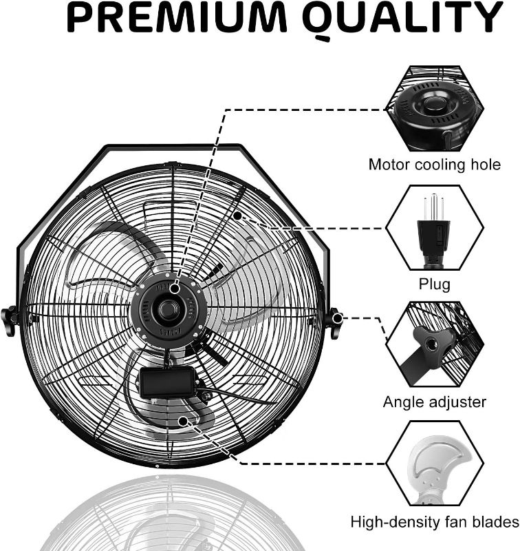 Photo 1 of Simple Deluxe 20 Inch High Velocity 3 Speed Industrial Wall Mount Fan, Black
