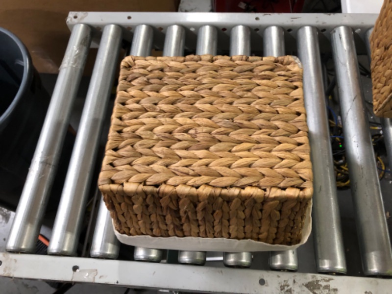 Photo 1 of 11.5" Hyacinth Storage Basket with Handles and Fabric Liner Rectangular,  1 piece 