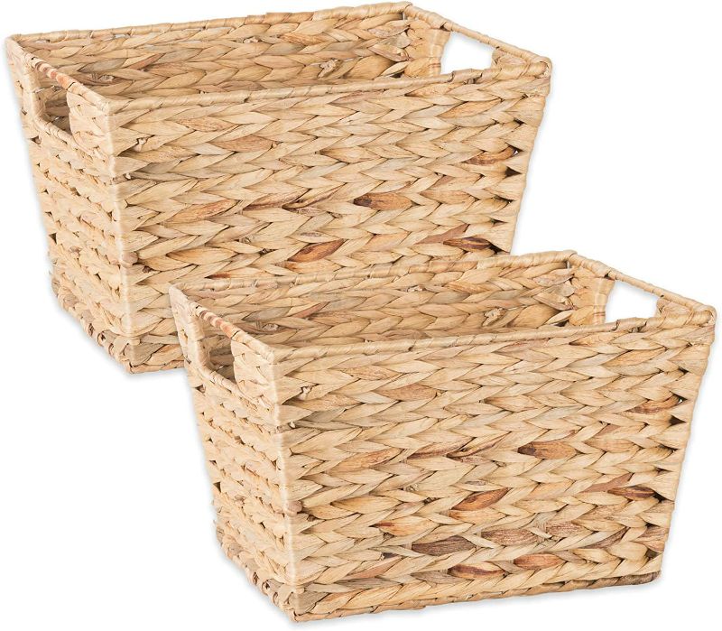 Photo 1 of 11.5" Hyacinth Storage Basket with Handles and Fabric Liner Rectangular,  1 pc 