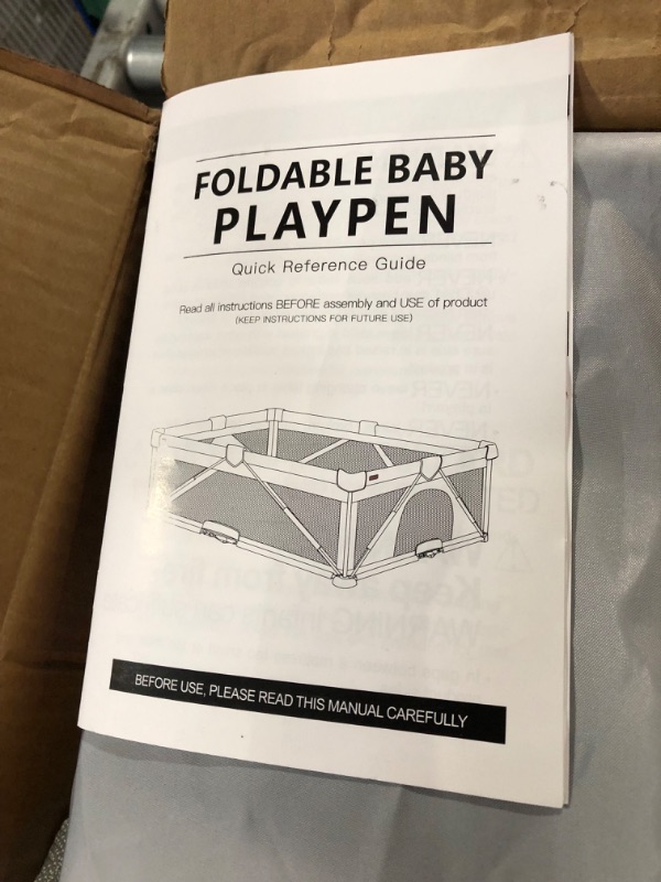 Photo 5 of Baby Playpen Foldable, Heyo.Ja Large Play Yard, Playpen for Babies and Toddlers, Play Pens for Babies and Toddlers with Gate, Indoor & Outdoor Portable Play Pen (47"×63") 47x63in Grey