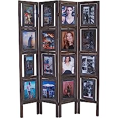 Photo 1 of * DAMAGED * 
Proman Products Oscar II Scenic 4 Panel Folding Screen Room Divider FS16773 with 16 Picture Frames Display 32 Pictures, Paulownia Wood, Smoked Brown Finish, 54" W x 1" D x 67" H (Max Extends)
