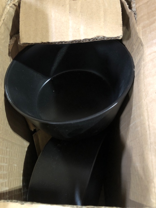 Photo 2 of * DAMAGED * 
Stone Lain Celina Stoneware 12-Piece Dinnerware Set, Cereal and Pasta Bowls, Black, Coupe Service For 4, 9-inch Dinner Bowl Matte Black