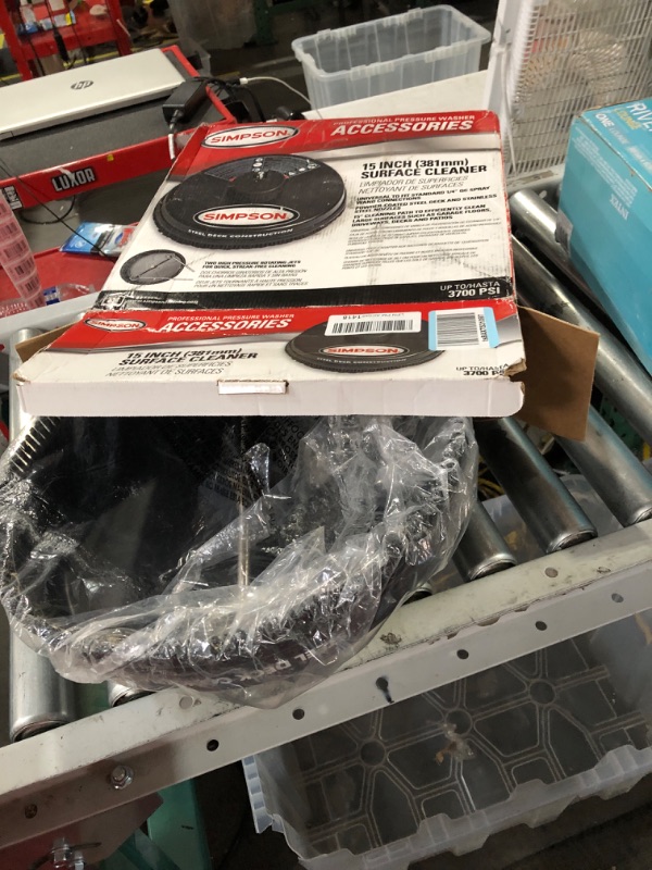 Photo 3 of * USED * 
Simpson Cleaning 80165 Universal Scrubber, Rated 15" Steel Pressure Washer Surface Cleaner for Cold Water Machines, 1/4" Quick Connection, Recommended Min 3000 Max of 3700 PSI, Black