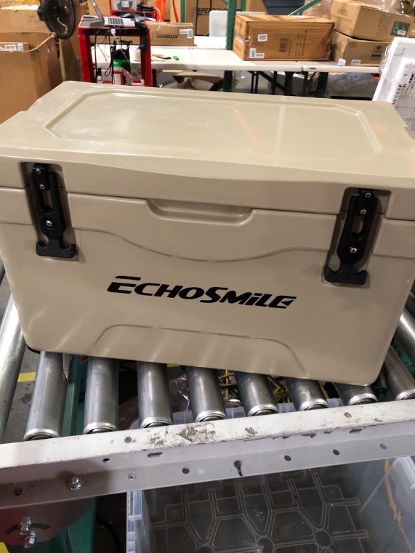 Photo 3 of * DAMAGED * 
EchoSmile 25/30/35/40/75 Quart Rotomolded Cooler, 5 Days Protale Ice Cooler, Ice Chest Suit for BBQ, Camping, Pincnic, and Other Outdoor Activities 30QT Khaki