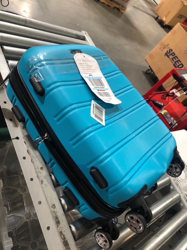 Photo 2 of * DAMAGED * 
Rockland Melbourne Hardside Expandable Spinner Wheel Luggage, Turquoise, Carry-On 20-Inch