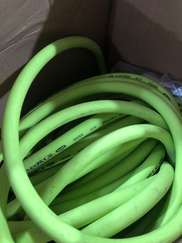Photo 1 of * USED * 
Flexzilla HFZG5100YW Garden Lead-in Hose 5/8 in. x 100 ft, Heavy Duty, Lightweight, Drinking Water Safe, Green 5/8" x 100' (feet) Hose