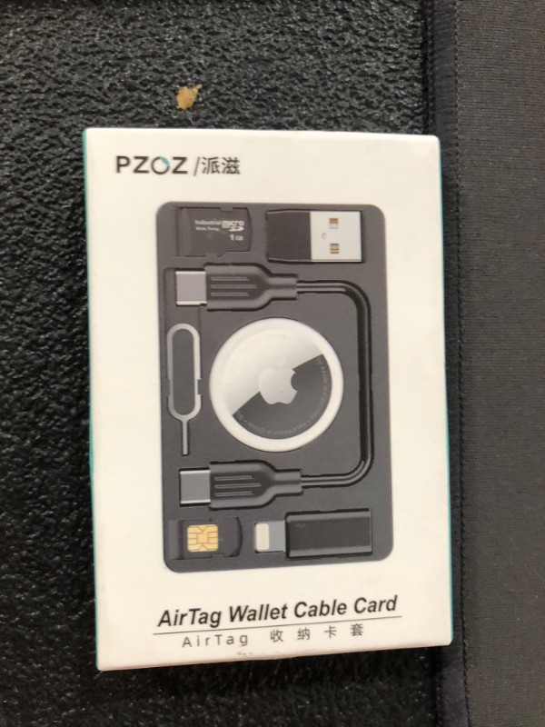 Photo 2 of PZOZ Airtag Wallet Holder with USB C to Lightning Charging Cable Adapter Storage Case