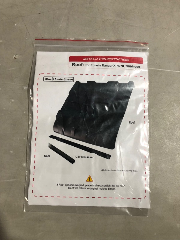 Photo 6 of ***DAMAGED - MISSING PARTS - SEE NOTES***
SuperATV Heavy Duty Plastic Roof for Polaris Ranger Full Size XP 570 Crew / 900 / 1000 / 1000 Diesel