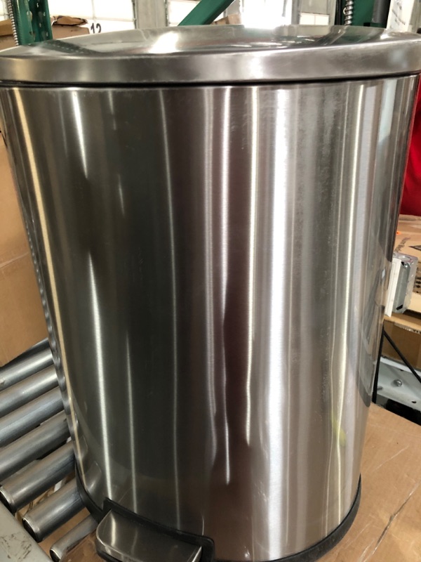 Photo 2 of **item damaged see images**
50L/13Gal Heavy Duty Hands-Free Stainless Steel Commercial/Kitchen Step Trash Can,