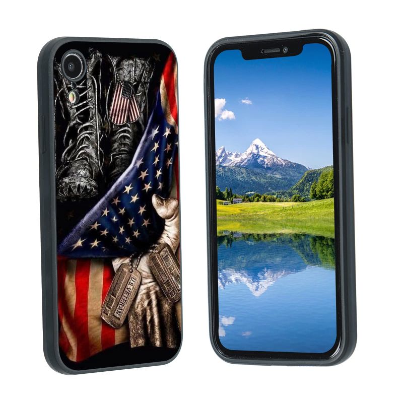 Photo 1 of *THREE ITEMS*ONE kumike Compatible with iPhone XR Case American Flag Case, TWO OHCBOOGIE Lace Nylon Stretchy Band Compatible with Apple Watch