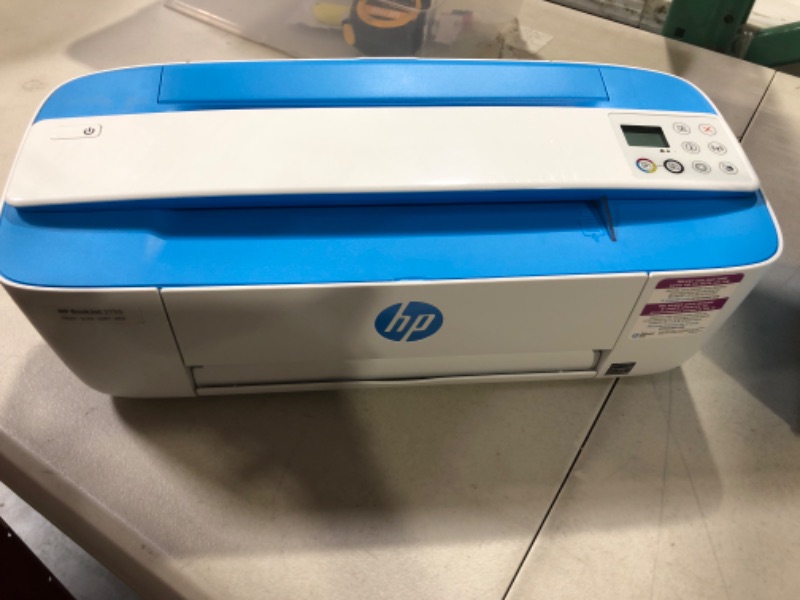 Photo 4 of HP DeskJet 3755 Compact All-in-One Wireless Printer - Blue Accent (J9V90A) 