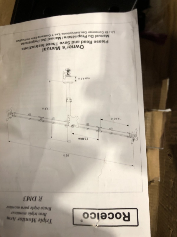 Photo 2 of Rocelco Premium Triple Monitor Desk Mount - Standard Pattern Fits 13" - 27" LED LCD Flat Computer Screen - Three Articulated Full Motion Adjustable Arms - Grommet and C Clamp - Black (R DM3) 3 Monitor