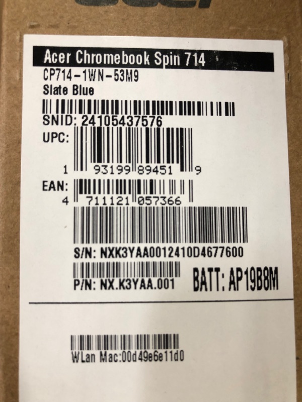 Photo 5 of Acer - Chromebook Spin 714 Laptop - 14.0" 2-in-1 Touchscreen - Intel Evo Core i5 – 8GB – 256GB SSD - Slate Blue Gorilla Glass with Built-in Tablet Pen