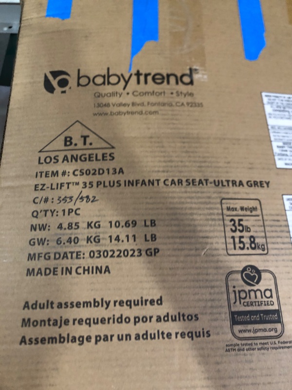 Photo 2 of Baby Trend 35 Infant Car Seat Grey