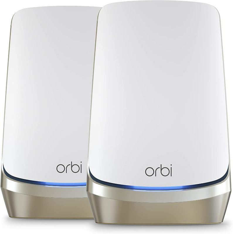 Photo 1 of NETGEAR Orbi Quad-Band WiFi 6E Mesh System (RB750962), Router with 1 Satellite Extender, 2-Pack
