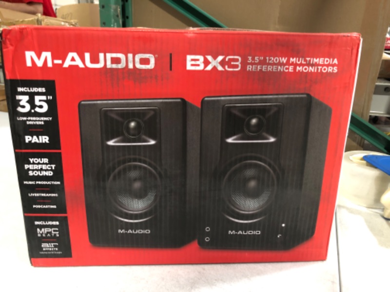 Photo 3 of M-Audio BX3 3.5" Studio Monitors, HD PC Speakers for Recording and Multimedia with Music Production Software, 120W, Pair Pair 3.5" Speakers No Bluetooth Monitors