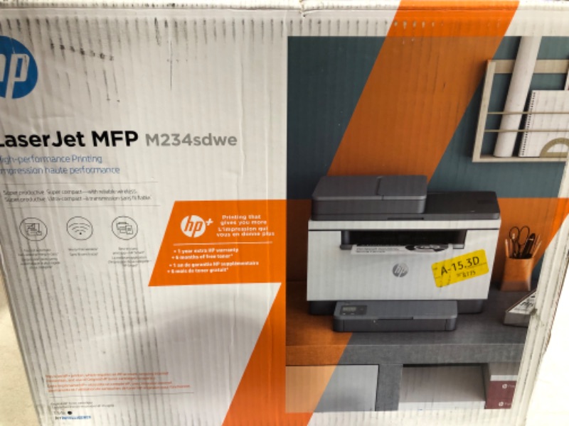 Photo 2 of (PARTS ONLY)HP LaserJet MFP M234sdwe Wireless Black and White All-in-One Printer with built-in Ethernet & fast 2-sided printing, HP+ and bonus 6 months Instant Ink (6GX01E)