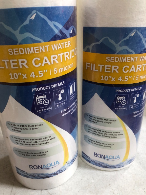 Photo 4 of  TWO PACK Sediment Water Filter Cartridge by Ronaqua 10"x 2.5", Four Layers of Filtration, 