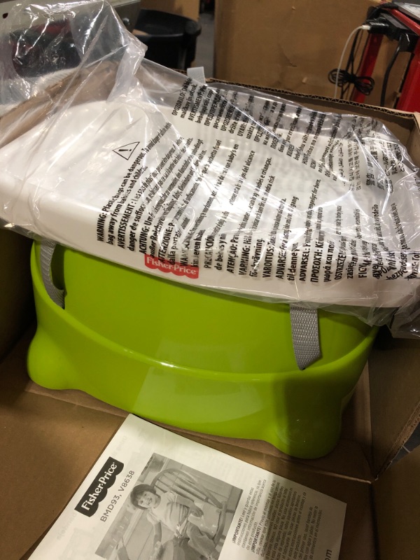 Photo 1 of Fisher-Price Portable Toddler Booster Seat, Healthy Care, Travel Dining Chair with Dishwasher Safe Tray, Green Blue/Green