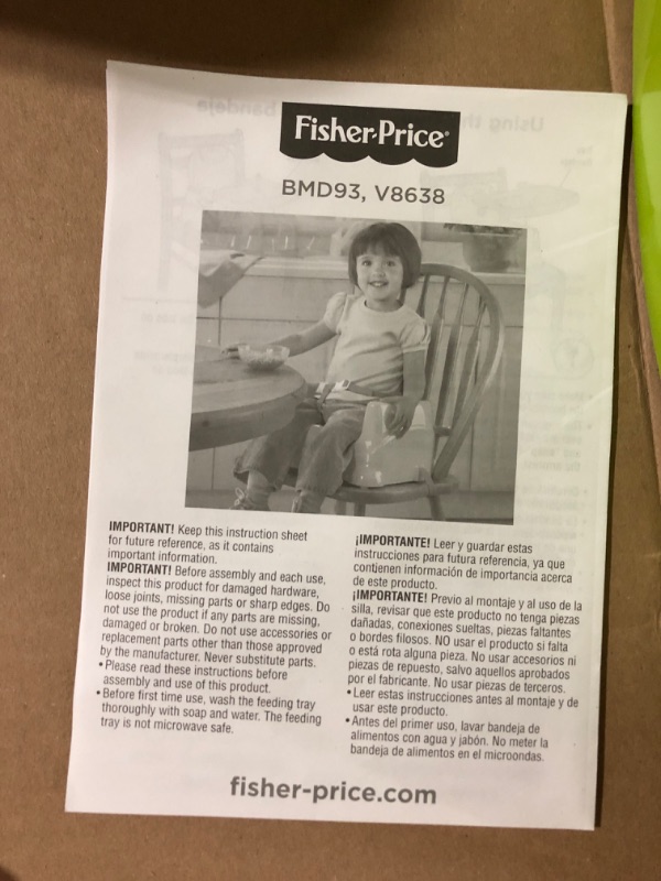 Photo 1 of Fisher-Price Portable Toddler Booster Seat, Healthy Care, Travel Dining Chair with Dishwasher Safe Tray, Green Blue/Green