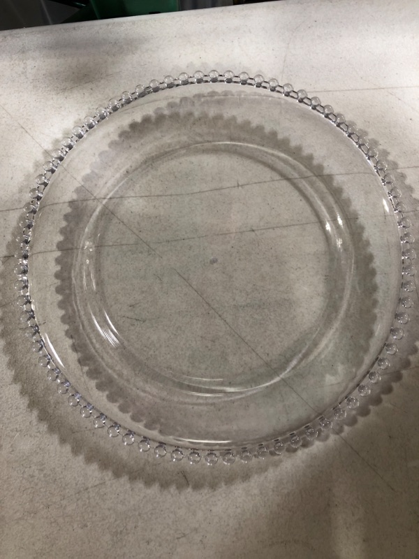 Photo 2 of 50 Pieces Clear Charger Plates Bulk 13 Inch Plastic Round Dinner Plate with Beaded Rim 