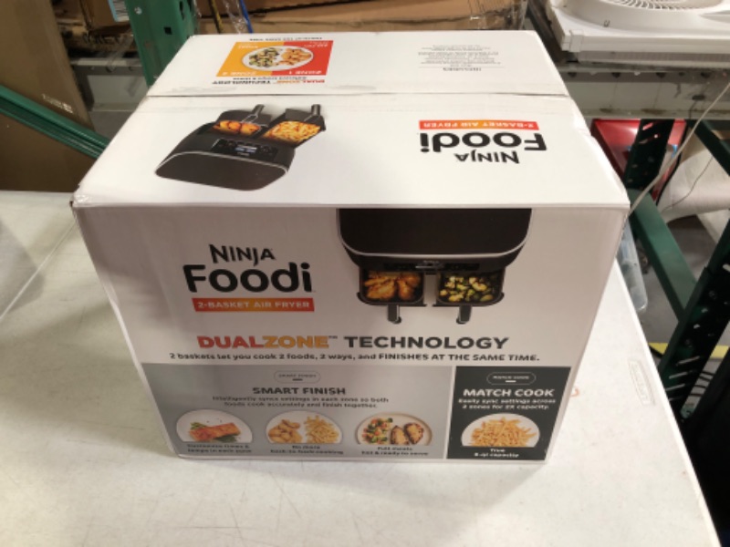 Photo 2 of **item has been used**has food stains and crumbs**instructions are missing**
Ninja DZ201 Foodi 8 Quart 6-in-1 DualZone 2-Basket Air Fryer **NOT TESTED**