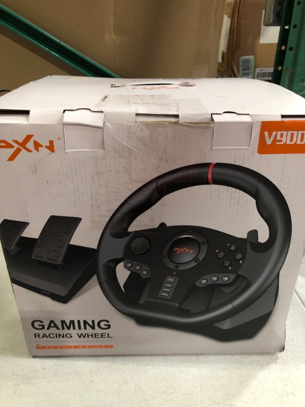 Photo 2 of Gaming Racing Wheel, PXN V900 270/900 Degree Competition Racing Steering Wheel with Audio Function & with Pedal, Suitable for PC, PS3, PS4, Xbox One, Xbox Series S/X, Nintendo Switch. Black