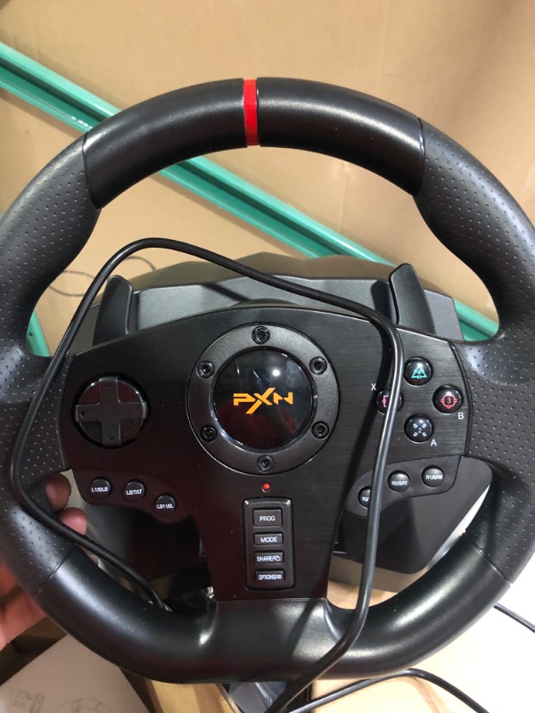 Photo 4 of Gaming Racing Wheel, PXN V900 270/900 Degree Competition Racing Steering Wheel with Audio Function & with Pedal, Suitable for PC, PS3, PS4, Xbox One, Xbox Series S/X, Nintendo Switch. Black