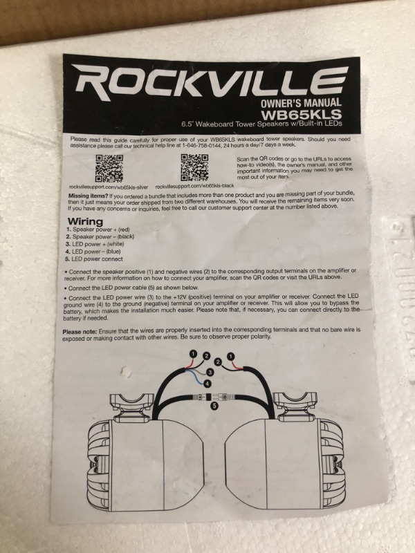 Photo 3 of Rockville Pair WB65KLS Black 6.5" 300w Metal Marine Wakeboard LED Tower Speakers Speakers Slim Black with LED