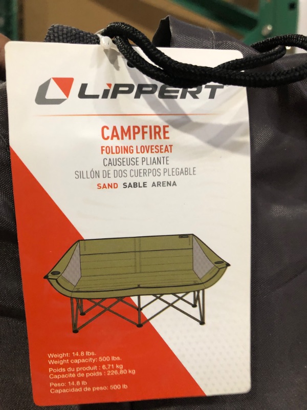 Photo 3 of Lippert Folding Padded loveseat for Camping with Carry Bag Sand