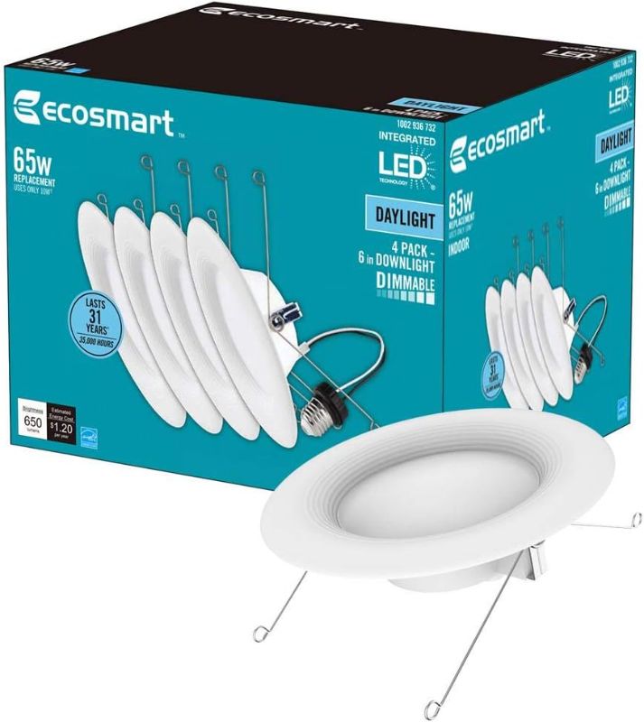 Photo 2 of 5/6 in. CEC T20 New Construction Integrated LED Recessed Trim Daylight (4-Pack)