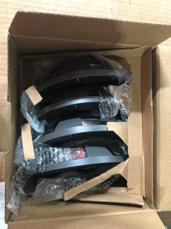 Photo 1 of Solar Gray Outdoor Integrated LED Landscape Ground Path Disk Lights 8 Lumens (4-Pack)