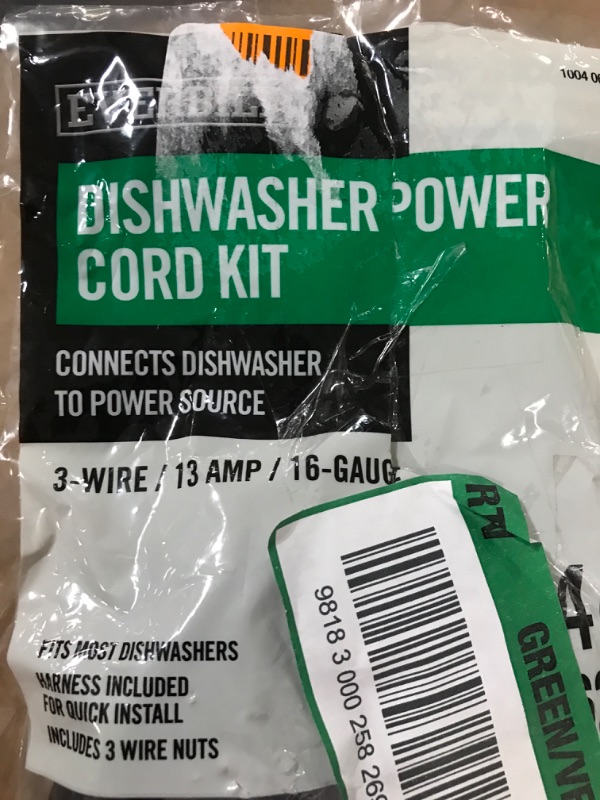 Photo 2 of 5 ft. 4 in. 16/3 3-Wire Dishwasher Power Cord Kit