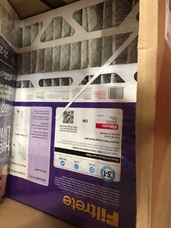 Photo 2 of ***SEE NOTES***
Filtrete 20x20x4 Inch Furnace Air Filter MPR 1550 DP MERV 12, 4 Pack
