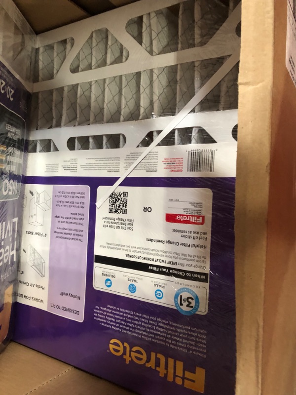 Photo 2 of * SEE NOTES *
Filtrete 20 Inch x 20 Inch x 4 Inch Furnace Air Filter MPR 1550 DP MERV 12, 4 Pack