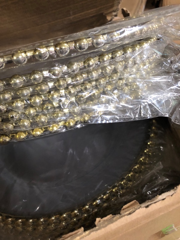 Photo 3 of 25 Pcs Clear Charger Plates 13 Inch Plastic Round Dinner Plate with Gold Beaded Rim 