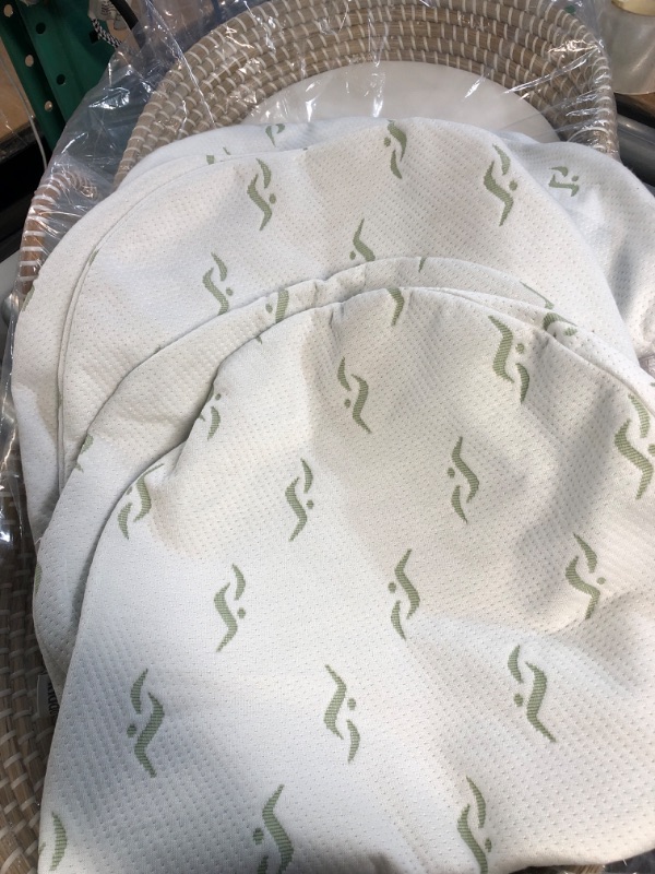 Photo 3 of Baby Changing Basket - with Thick Pad & 3 Waterproof Bamboo Jacquard Covers. Organic Seagrass Moses Basket for Babies - CPSC Compliant, Premium Changing Table Topper - Unique Boho Baby Decor Natural / White