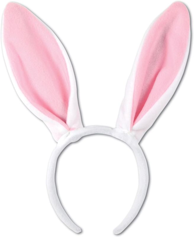 Photo 1 of Soft-Touch Bunny Ears (white & pink) Party Accessory (2 count)